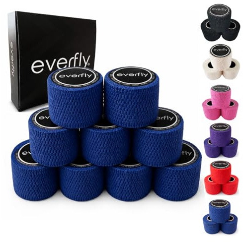EVERFLY Tape Sportivo per Hook Grip e Weightlifting – 9 Rotoli da 5 cm x 4,5 m – Nastro con Ossido di Zinco per Pollice e Dita – Protezione contro Vesciche, Calli e Sfregamenti (9, Blu)