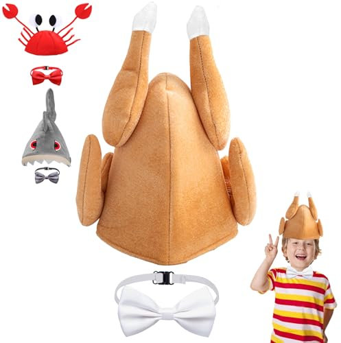 AUNGKWANG Hähnchen Hut, Lustige Mütze mit Fliege, Hendlhut CHICKEN/Fasching Oktoberfest Volksfest Halloween Karneval Geburtstag Party Kostüm Ostern, Lustige Hüte