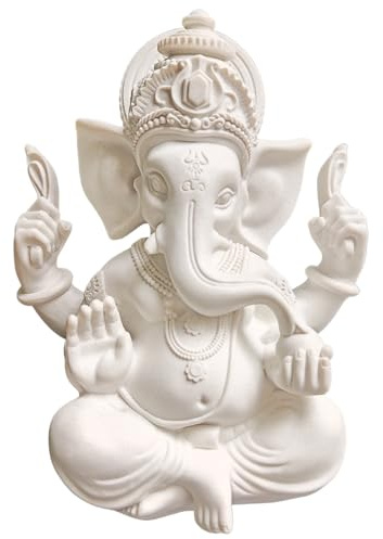 Statue Idolo Indiano,Decorazioni per Ufficio,Figure Decorative, Statuette Decorative Casa, Soggiorno Decorativo Moderno da Appoggiare, Scultura Astratta in Poliresina, Idea Regalo（18cm/Bianco）