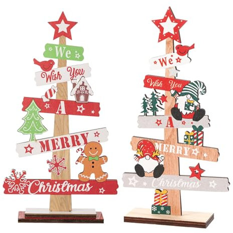 JSTHHTT 2 Pezzi Decorazioni di Natale, Cartello Decorativo da Scrivania di Natale, Decorazione Natalizia， Decorazioni Natalizie per Il Desktop, per Albero di Natale da Tavolo
