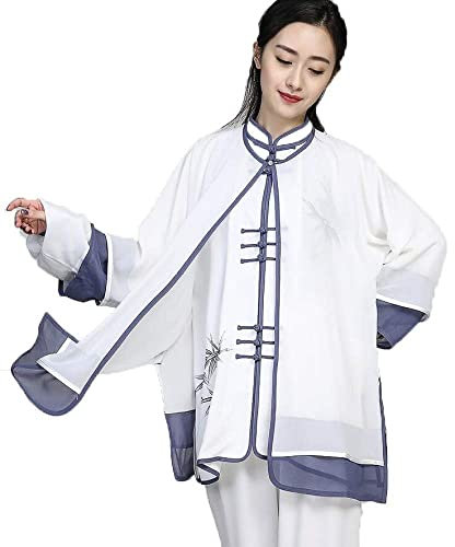 Tai Chi-Anzüge für Herren, bequeme und atmungsaktive Tai Chi-Anzüge für Damen, lockere Anzüge aus Baumwolle und Leinen, Kung-Fu-Anzüge, Kampfsportanzüge, dreiteilige Anzüge (Indigo XX) (zweifarbig M)