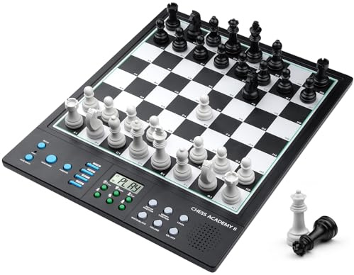 LC2B Advanced Electronic Chess Set with ELO 2200+ Engine & Talking AI Tutor, Comfortable Size Electronic Chess Board Perfect for Chess Lovers, Smart Computer Chess Game Set with Strong Magnet(Black)