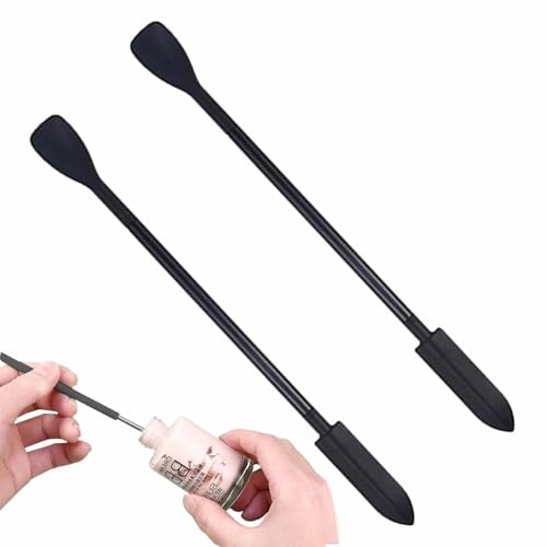 Spatola di trucco - spatola cucina in silicone | Piccole spatole di cottura | Spatole alimentari in gomma in acciaio inossidabile | 2 pezzi raschiatori di barattoli sottili | Cucchiaio per il trucco p