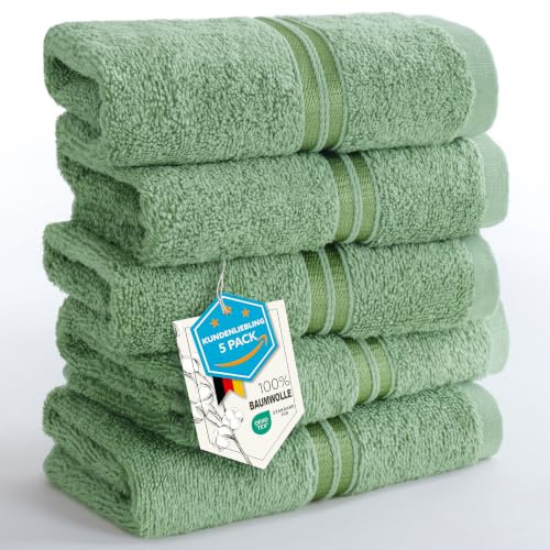Hammetex Gästhanddukar 5-pack 30x50 cm, 100% Bomullsfrotté | OEKO-TEX-certifierade, mjuka & absorberande, frotté, med hängögla, för badrum, gästtoalett & kök