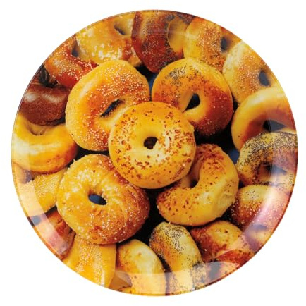 Rite Lite Glass Bagel Plate 11.25 - Stylish & Modern New York City Themed Gifts, Novelty Bagel & Lox Lover Breakfast Plate, Dinner Serveware, I Love NY, Skyline Manhattan Central Park New Yorker