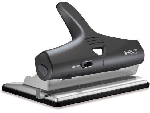 Rapesco 1205 ALU Verstellbarer 2-, 3- und 4-Fach Kraftlocher, Schwarz