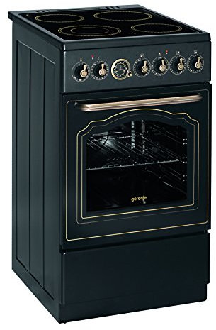 Gorenje Cuisinière électrique/A/48 l/Classico électronique de minuterie avec présélection du automatique – sensorgesteuert/Porte Compact C, 2 compartiments vitrés noir