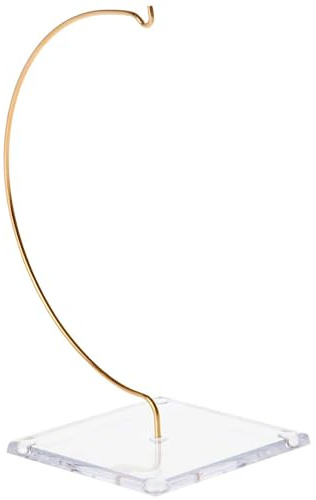 Plymor Wire Ornament Hanger Display with 3.25 Clear Acrylic Thin Square Base, 6 H