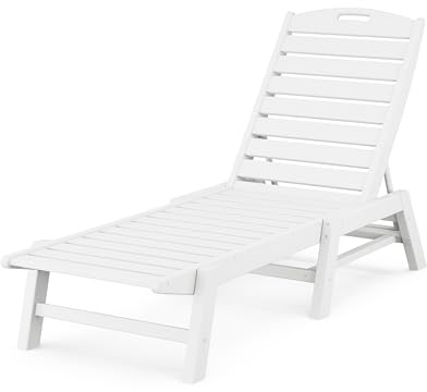 POLYWOOD NAC2280WH Nautical Patio Chaise, White