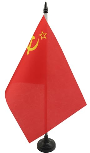 AZ FLAG Bordsflagga Sovjetunionen 21x14 cm 100D Polyester Plastfot | Inomhusbruk bordsflagga sydd finish med förstärkta kanter med plaststång