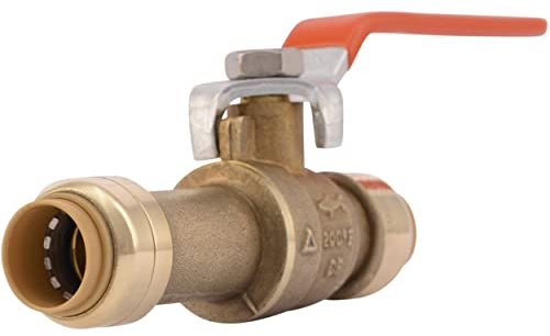 SharkBite 1/2 Inch Slip Ball Valve, Push to Connect Brass Plumbing Fitting, PEX Pipe, Copper, CPVC, PE-RT, HDPE, 24735LF