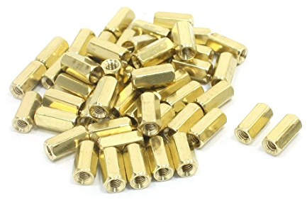 uxcell 50 Piece M3 x 10 mm Female Thread Brass Pillar Hexagon Nut Standoff Spacer