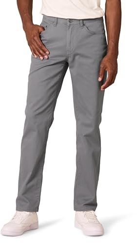Amazon Essentials Pantalones de Sarga Elástica de Corte Recto y con 5 Bolsillos Hombre, Gris Oscuro, 38W / 30L