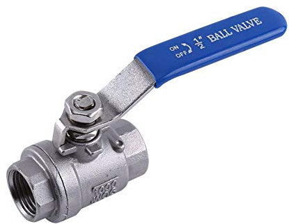 15mm Ball Valve, 1/2'' NPT Full Port 2 Way Rotary Lever Stainless Steel SS304 2 Pieces Ball Valve Pieces Ball Valve WOG1000