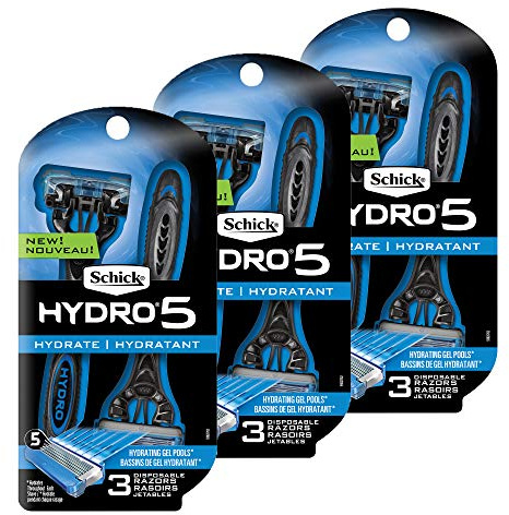 Schick Hydro 5 Disposable Razors for Men with Flip Beard Trimmer, 9 Count (Pack of 1)