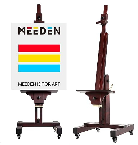 MEEDEN Grand chevalet de peinture en bois : Chevalet de studio professionnel avec hauteur réglable de 185cm à 250cm - Chevalet de sol robuste pour adultes - Peut accueillir des toiles jusqu'à 180cm