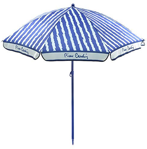 Pierre Cardin, Linea Haiti, Parasol plage Taormina, Rayons en acier, poteau acier, coton, 200 cm, bleu ciel