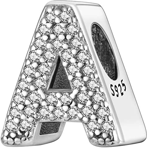 MULA Charms Anhänger Silber 925 für Armbänder, Buchstabe Charms A-Z Alphabet Kompatibel mit Europäischen Armbändern und Halskette für Frauen