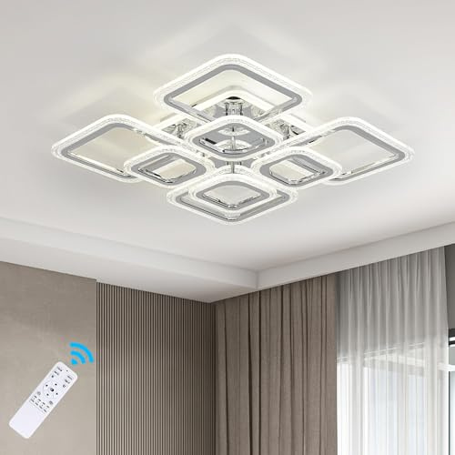 Qcyuui Modern dimbar taklampa, infälld LED-taklampa, Nordic 8 rektanglar belysningsarmatur med fjärrkontroll för vardagsrum sovrum matrum kök, 100W/bubbla akryl