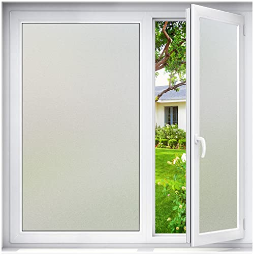 Haton Frosted Window Film Privacy for Glass, Matt, 44.5x300cm | Opaque Glass Sticker Self Adhesive Roll UV Block No Glue Static Cling Vinyl Covering for Bathroom Home and Office