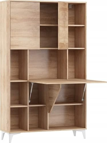 BB Loisir Armoire Placard Convertible en Bureau et Table Home Office 175x105x34cm « Meggie 2-Sonoma Artisan»