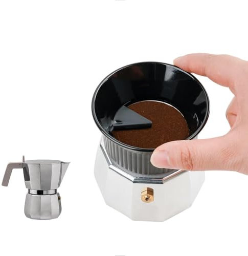 watchget Moka Pot Dosing Funnel, 54mm Moka Pot Dosing Ring and Coffee Distributor for Moka Express 3Cups, Plastic Coffee Distributor for Moka Coffee Makers, Black