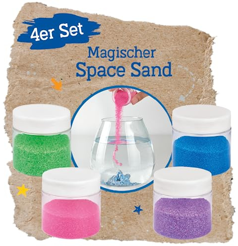 moses. PhänoMINT 4er-Set Magischer Space Sand, Hydrophober bunter Sand zum Spielen und Experimentieren, Schimmernder Spielsand in 4 Farben, ab 8 Jahren