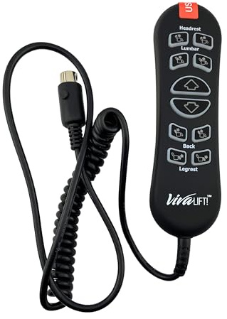 AlveyTech 10-Button 5-Pin Replacement Remote Hand Control for Pride VivaLift Lift Chair (Standard & Early Version Viva Lift 2) - (CTL1707190) for Standard & Early Version VivaLift 2 Models