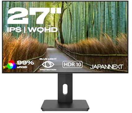 JapanNext Monitor 27 IPS WQHD (2560x1140) | HDR | Höhen- & Neigungsverstellbar (HSP) Integrierte Lautsprecher VESA-kompatibel | Flicker Free G-Sync/FreeSync | 2 Jahre Garantie | JN-27IPS4FLWQHDR-HSP