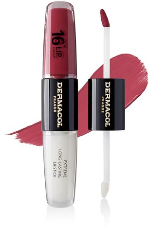 NEW Dermacol - 16-Hour Lip Colour, Highly Pigmented Glossy Lip Stain, Two-Phase Lip Plumper Gloss, Kissproof Lip Makeup Products with Matte and Glitter Finish, n.6