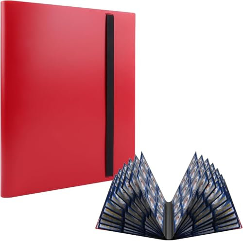 RISVOWO Album pour Cartes, Classeur pour Cartes à Collectionner pour 360 Cartes, 18 Porchettes Chaque Page, Étanche Pochette (Rouge)