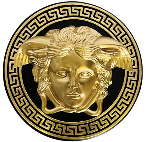 Handgefertigtes Wandrelief Kopf der Medusa Grieschische Antik Schwarz-Gold 50cm NEU