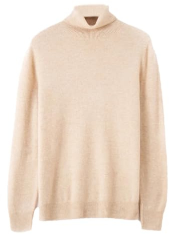 Suéter clásico de lana sin costuras con cuello alto para hombre, cuello alto, manga larga, suave, cálido, suéter de negocios, beige, 3XL