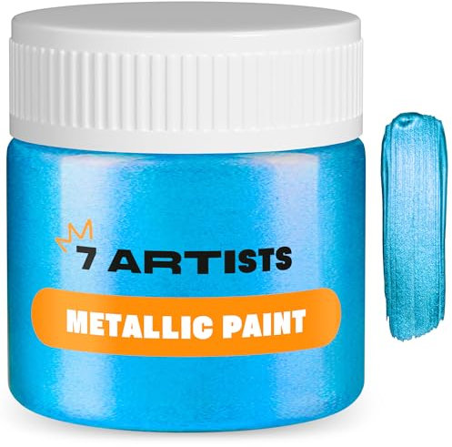 7 Artists Acrylfarben Blue 50 ml | Acrylfarben Metallic | Metallic Acrylfarben | Acrylfarbe Gold | Glitzer Acrylfarbe | Gold Lackfarbe | Acrylfarbe Gold Metallic | Acryl Gold | Gold Farbe