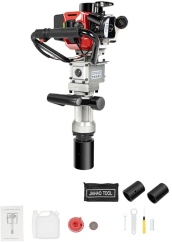 Charocean Petrol Post Driver 2-Stroke 32.7cc, Handheld Fence Knocker with Shock Absorption, 8500 RPM, Double Handle, Heavy-Duty Garden & Farm Tool for Pile Driving | Includes Sockets & Carry Kit