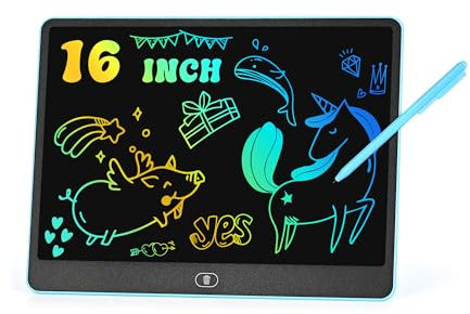 Tableta de Escritura LCD 16 Pulgadas, Tablero de Dibujo Electrónico, Colorida Pizarra Tableta Gráfica Infantil Juguete Juego de Regalo Cumpleaños para Niñas y Niños de 3 4 5 6 7 8 9 Años