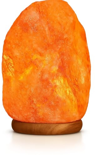 Needs&Gifts Himalayan Salt Lamp with Dimmer Cord and 2 Bulbs, Natural Crystal Rock Lamp for Relaxing Warm Light, Handcrafted from Himalayan Pink Salt