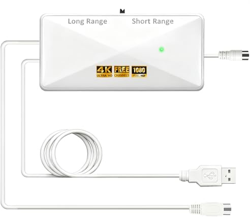 CSUXYD Tv Aerial Booster, High Gain Tv Signal Booster Aerial Amplifier, USB Power Adjustable Reception Range Tvs Antenna Booster Amplifier(Off-White)