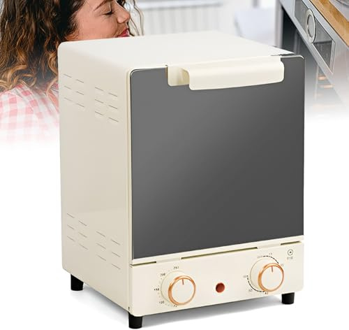 Mini-four de comptoir avec friteuse à air chaud, four vertical intelligent à convection de 15 L avec plaque de cuisson, température réglable de 70 à 250 °C, minuterie de 60 min, idéal pour les petit