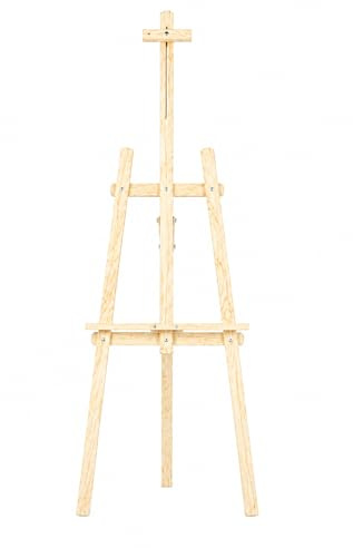 Cavalletto XXL grande, 170 cm, in legno, regolabile in altezza, per tele fino a 100 cm, ideale per pittura, mostre, matrimoni, eventi e presentazioni (legno di pino, 1 pezzo)