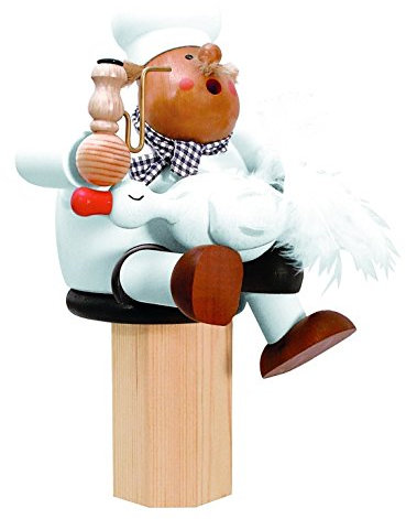Unbekannt Räuchermännchen Kantenhocker-Koch mit Gans - 17 cm - Original Erzgebirge Räuchermann - KWO