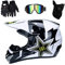 UIGJIOG Motocross Helme Downhill Helme Motorrad Crosshelme & Endurohelme Jugend Kinder Offroad Helm Motocross Gear Combo Mask Brillenhandschuhe,Weiß,S(52~53cm)