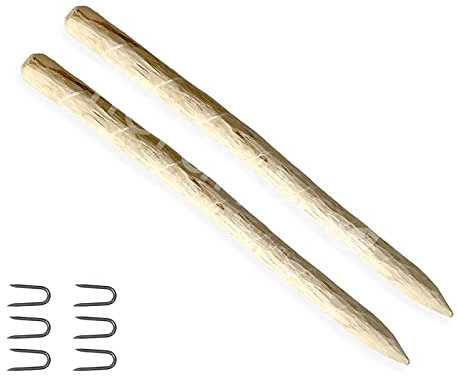 Floranica Zaunpfahl Zaunpfosten Staketenzaun Zaun-Pfosten Holz-Zaunpfahl Rund Pfosten Durchmesser 6-8 cm aus Haselnussholz Höhe: 90cm 2 STK.