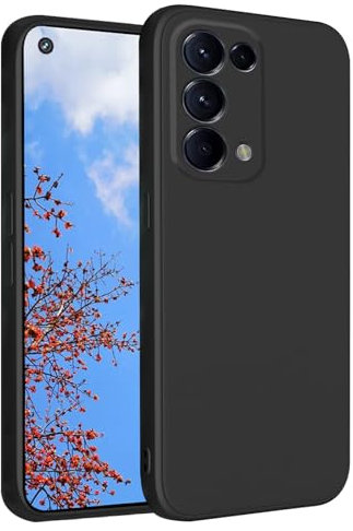 Compatible con carcasa OPPO Find X3 Lite silicona negra, antihuellas funda OPPO Find X3 Lite funda OPPO Reno 5 5g silicona blanda funda fina negra OPPO Find X3 Lite/OPPO Reno5 5g)