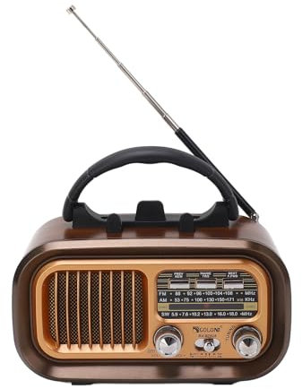 Retro Bluetooth Speaker,Portable Vintage Radio,FM AM SW 3 Bands Multifunctional Bluetooth Radio,Music Player,with External Antenna,for Indoor Outdoor(RXBT628)