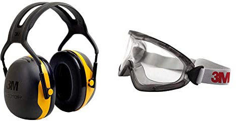 3M Coquilles antibruit Peltor X2 ; protection des oreilles, protection auditive contre les niveaux de bruit dans la gamme de 94 à 105 dB, pack de 1 & Lunettes-masque de sécurité 3M™ 2890SA, Classic