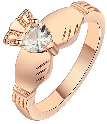 Aeici Bröllop dam, guldpläterad ring för kvinnor, Claddagh-krona, ring, roséguld, one size, Metall, Kubisk zirkonia