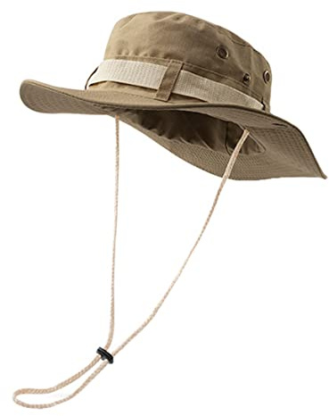 Coolwife Bucket Hats Boonie Hats Wide Brim Foldable Jungle Fishing Hiking Beach Sun Cap (A Dark Khaki)