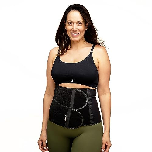 BABYGO® Rückbildungsgürtel Kaiserschnittfreundlich | Bauchbandage Nach der Geburt für Damen | Rektusdiastase Gürtel | Schwarz L