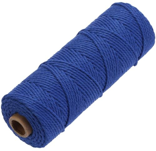 GOHOF Cotton Macrame Cord 2mm 100m Natural Colored Macrame Supplies, Soft Craft Cotton Rope for Plant Hanger Wall Hanger Dreamcatcher (Dark Blue)